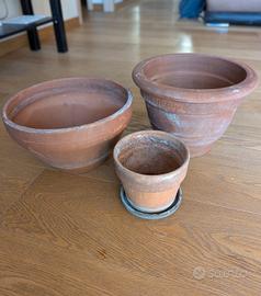 Set 3 Vasi in Terracotta Vintage + Sottovaso