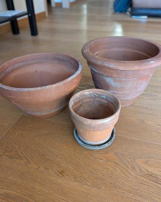 Set 3 Vasi in Terracotta Vintage + Sottovaso