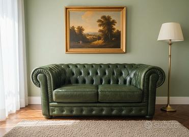 Chester 2 posti in vera pelle vintage verde