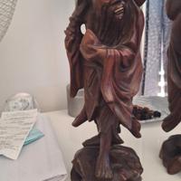 2 statue cinesi antiche in legno palissandro 
