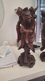 2 statue cinesi antiche in legno palissandro 