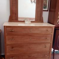 Cassettiera + specchio e lastra marmo TRATTABILE