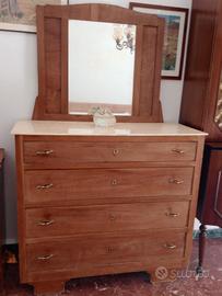 Cassettiera + specchio e lastra marmo TRATTABILE