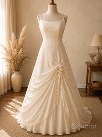 Abito Sposa Avorio Boho Chiffon Strascico Atelier