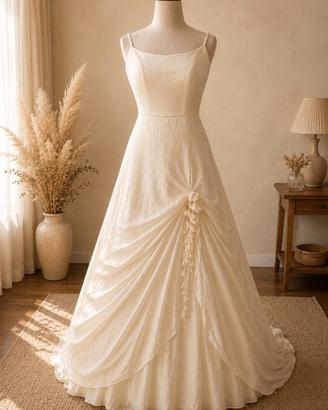 Abito Sposa Avorio Boho Chiffon Strascico Atelier