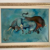 Quadro TORI di KHALED AL-RAHAD autentico dipinto