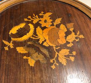 Tavolino da salotto D.32cm legno e VERO INTARSIO