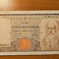 50000 LIRE LEONARDO  decr. 3/7/1967 Carli/Febbraio