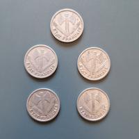 Lotto 5 Monete 1 franco Francese Vichy