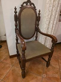 Coppia Poltrone Capotavola Antiche Stile Neorinasc