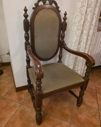 Coppia Poltrone Capotavola Antiche Stile Neorinasc