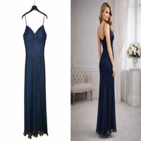 Abito blu marino elegante con spalline sottili – q