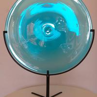DESIGN Scultura a disco in vetro di Murano