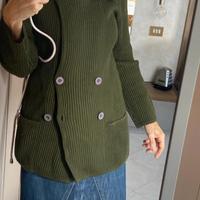 Cardigan costa inglese  pura lana 42 verde militar