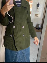Cardigan costa inglese  pura lana 42 verde militar