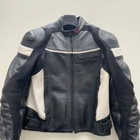 Giubbotto moto Dainese in pelle nero-bianco-grigio