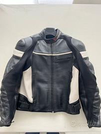 Giubbotto moto Dainese in pelle nero-bianco-grigio