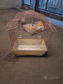Gabbia vintage a pagoda FER-PLAST con accessori 