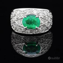 ANELLO LIESON ORO 18 KT BRILLANTI 1.96 CT SMERALDO