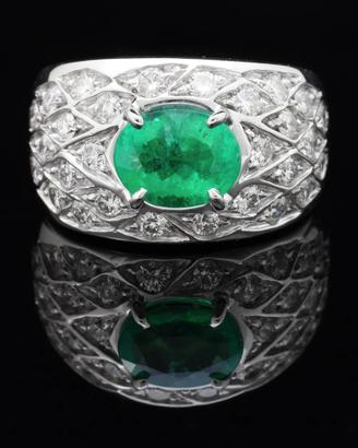 ANELLO LIESON ORO 18 KT BRILLANTI 1.96 CT SMERALDO