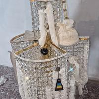 lampadario in ottone bagno oro e Swarovski 