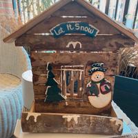 Decorazione natalizia, casetta in legno