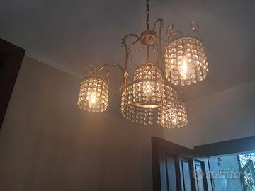 Lampadario stile impero Ottone e cristallo