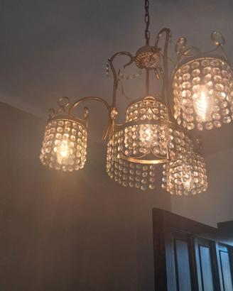 Lampadario stile impero Ottone e cristallo