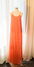 Abito donna in viscosa lungo con bretelline dorate