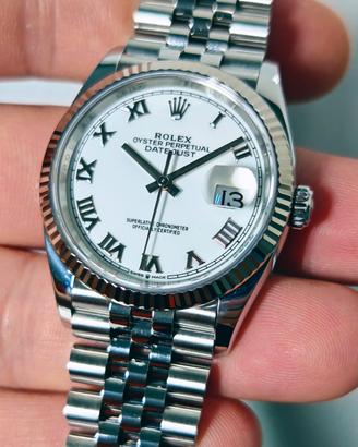 Rolex DJ 36mm bianco 126234 like new 07/2024 full