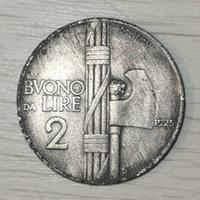 Moneta vintage Buono da 2 Lire Del 1925