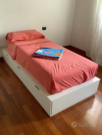 LETTO SINGOLO NORDLI IKEA BIANCO CON CASSETTI