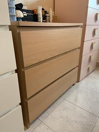 Cassettiera ikea Malm 3 cassetti color legno