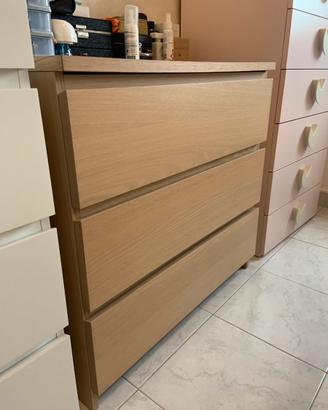 Cassettiera ikea Malm 3 cassetti color legno