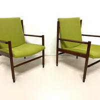 Coppia di poltrone vintage - ciliegio e cotone