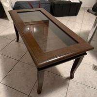 Tavolino da salotto in legno cin vetrinetta