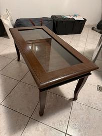 Tavolino da salotto in legno cin vetrinetta