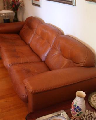 Salotto divano e 2 poltrone pelle con sedute relax