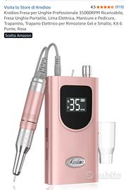 Fresa Unghie Kredioo 35000RPM Ricaricabile Rosa