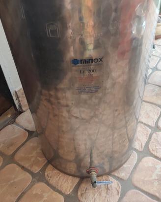 botte in acciaio inox da 200 litri per vino-olio
