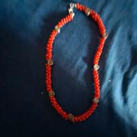 girocollo corallo rosso e argento 925