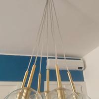 Lampadario a grappolo con globi in vetro
