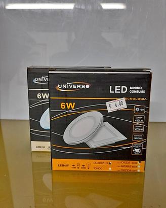 2 pz. FARETTI QUADRATI 6 WATT LUCE CALDA
