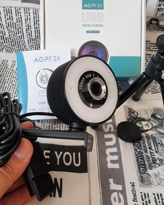 Webcam FullHD con Luce ad Anello 3 Colori Agptek