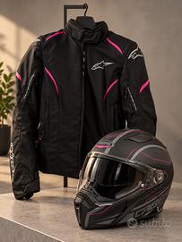 Completo moto Alpinestars donna+casco modulare xs