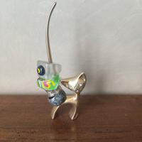 Gatto dorato porta anelli. Altezza 15 cm