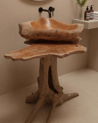 lavandino in legno di teak