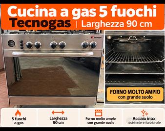Cucina a gas Tecnogas 5 fuochi – 90 cm