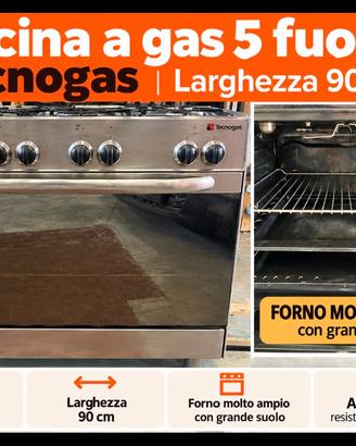 Cucina a gas Tecnogas 5 fuochi – 90 cm