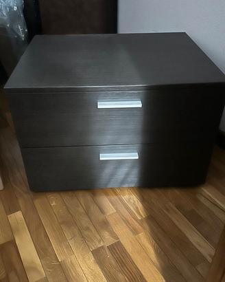 comodino moderno in finitura wengè